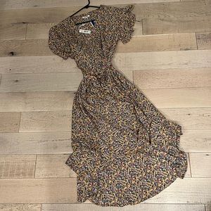 Max Studio high low wrap dress in mustard floral